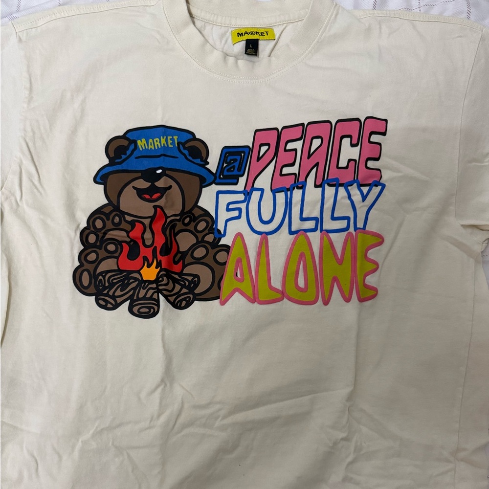 Arket Cream Tee with Colorful Graphic